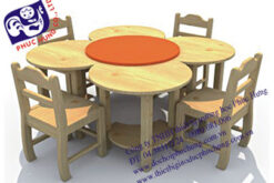 BỘ BÀN GHẾ GỖ THÔNG HÌNH BÔNG HOA-BG51