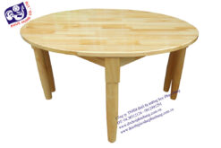 BÀN GỖ THÔNG BÁN NGUYỆT CHÂN TRÒN-BG41A