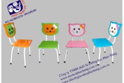 GHẾ GỖ MẦM NON CHÂN SẮT MẶT MÈO-BG21