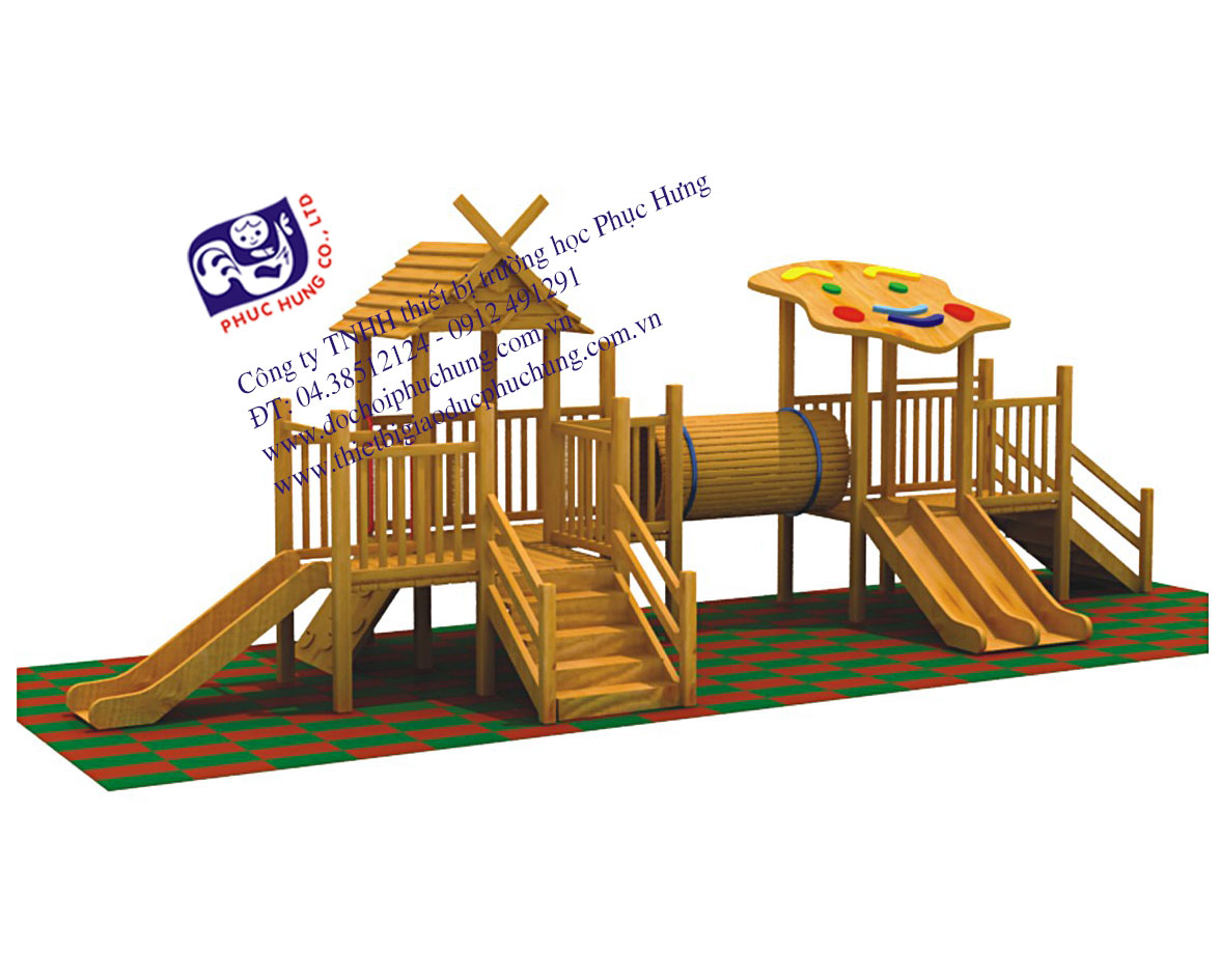 nhà liên hoàn càu trượt bằng gỗ - PHYQ1-17705 nhà liên hoàn càu trượt bằng gỗ