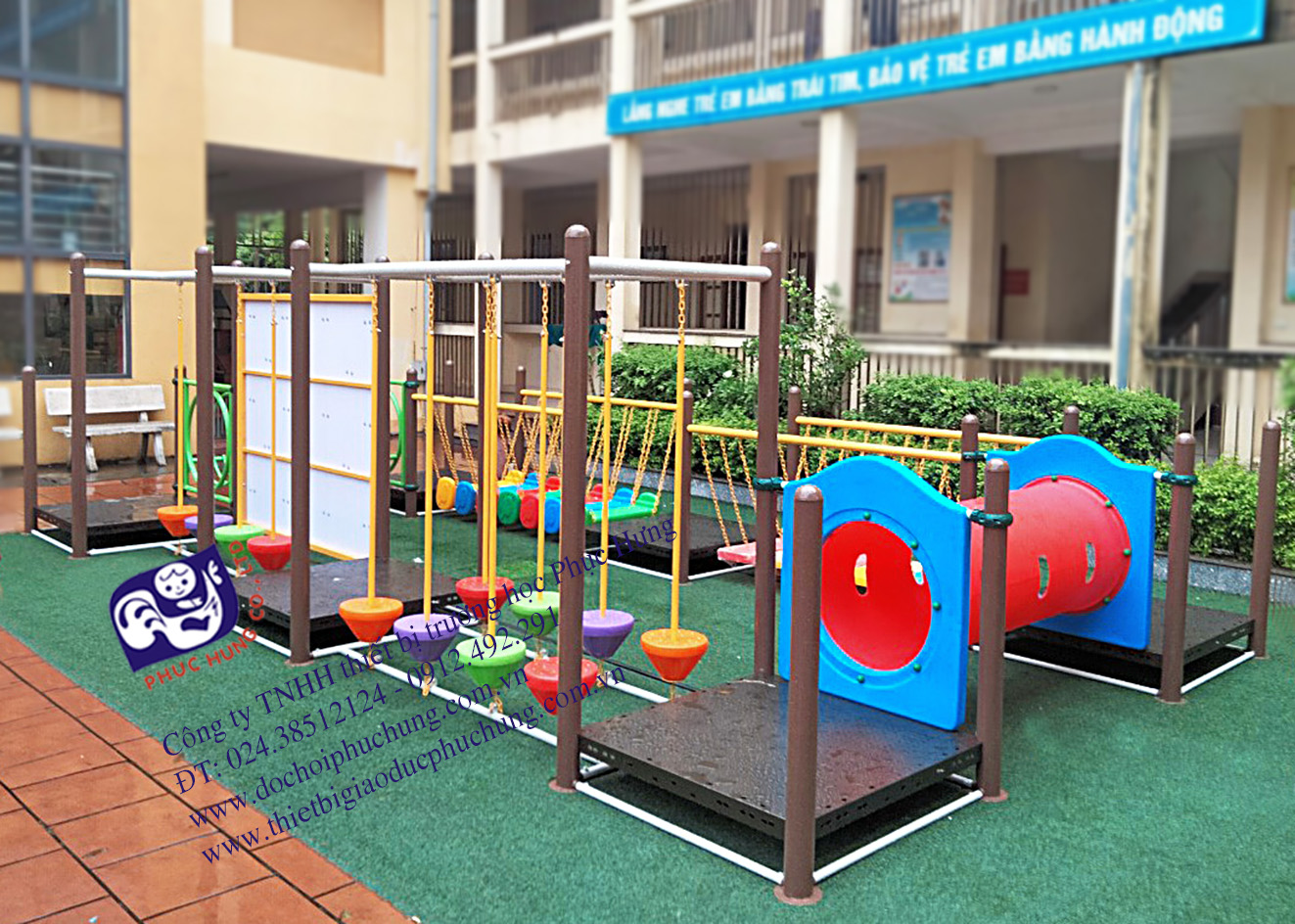 Bộ liên hoàn ống chui, leo núi, cầu dao động